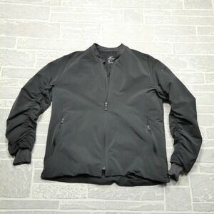 Nike Shield Jacket Womens Large Full Zip Black Windbreaker Ruffled Athletic